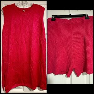Knit two piece Sleeveless Tunic & Ribbed Short Set